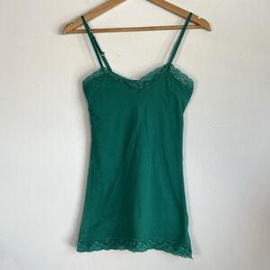 Womens Y2K Lace Trim‎ Cami Tank Top Size M Longline Coquette